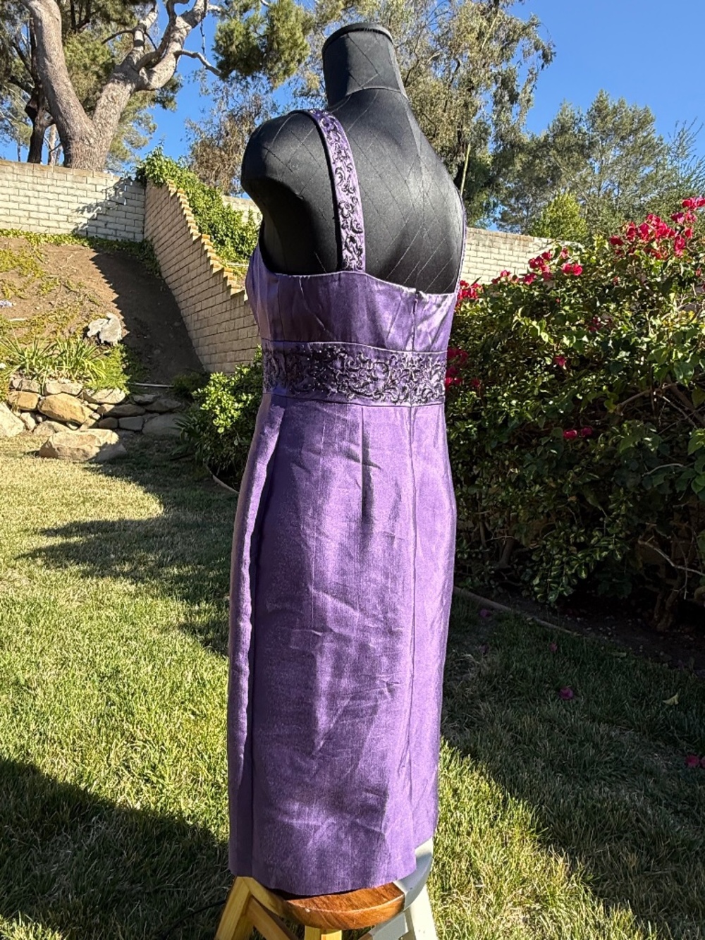 Adrianna Papell Occasions 100% Silk Beaded Midi Dress - Picture 6 of 8